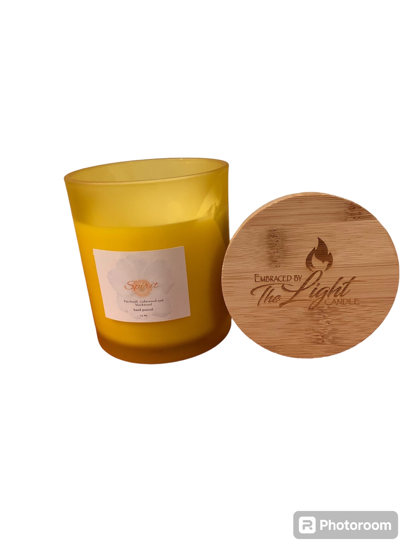 Spirit 14 oz Soy Candle in Frosted Container w/Bamboo Lid