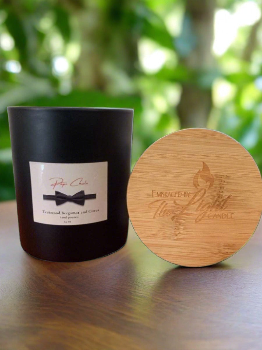 Experience a unique combination of teakwood, bergamot, and citrus with the Papi Chulo 14 oz. Candle. This high-quality candle offers a pure scent that is perfect for elevating your home's ambiance.