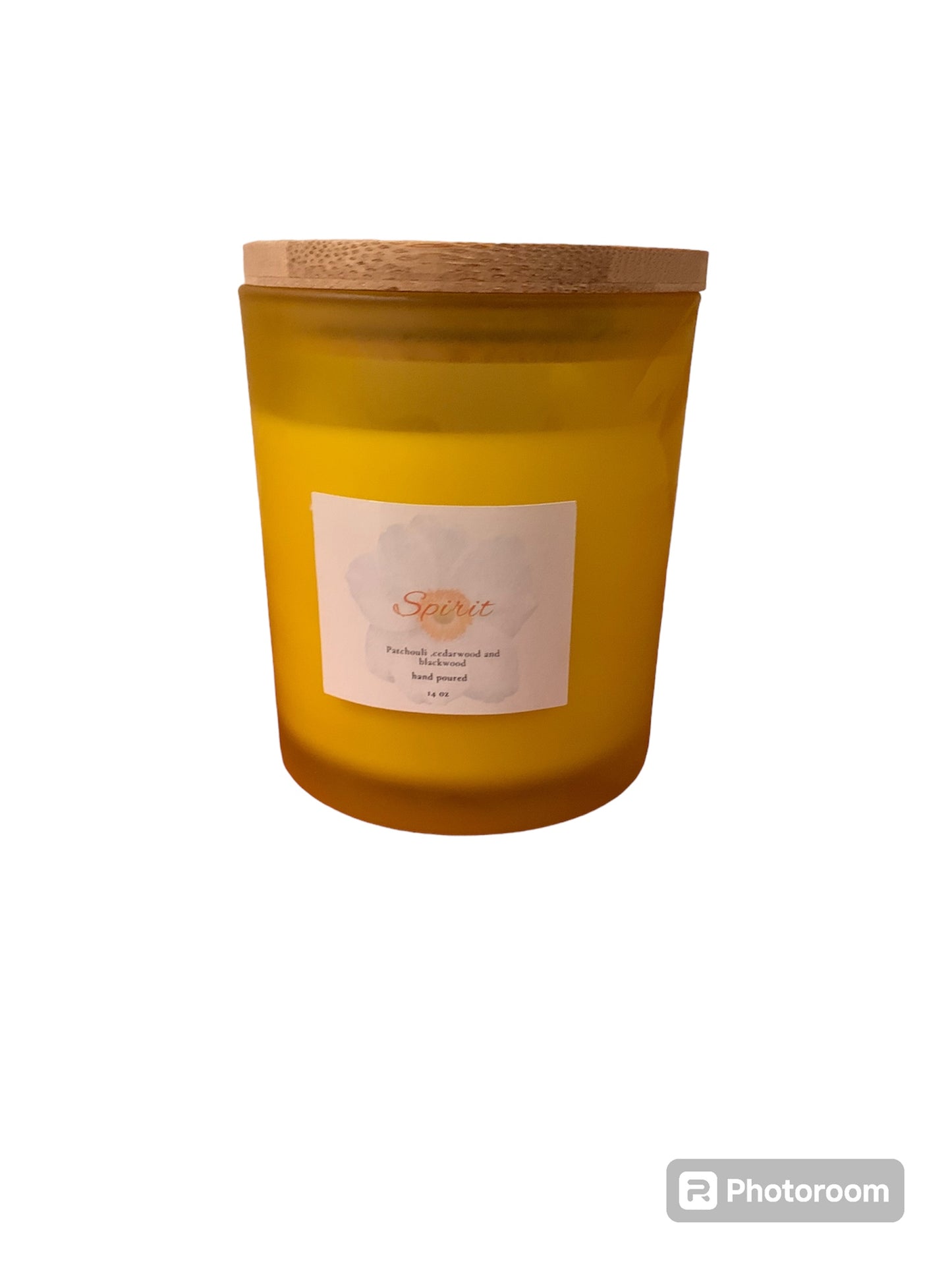 Spirit 14 oz Soy Candle in Frosted Container w/Bamboo Lid