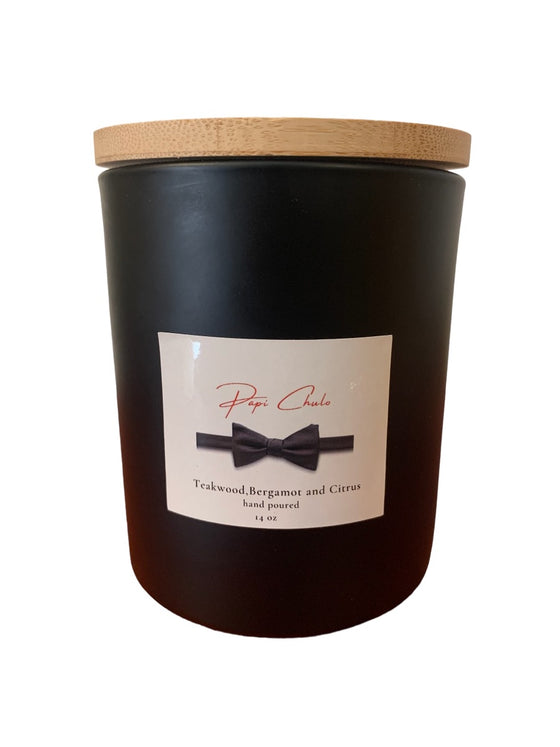 Papi Chulo 14 oz Soy Candles in Frosted Container w/Bamboo Lid