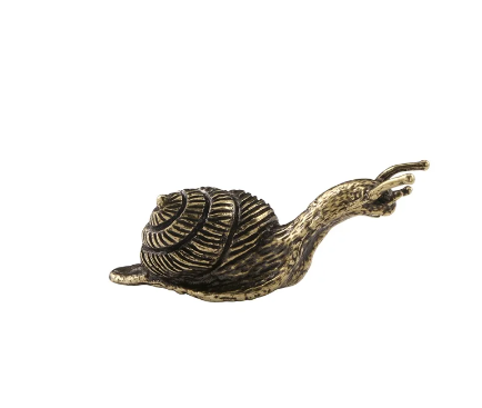 Solid Brass Snail Small Ornaments Tea Pet Ceremony Vintage Copper Simulation Animal Toy Figurines Miniatures Home Decorations