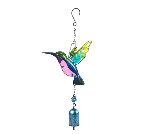 Hummingbird Metal Glass Painted Handicrafts Bells Wind Chime Decorations Home and Courtyard Wind Chime Decorations