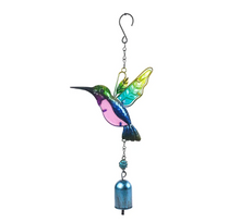  Hummingbird Metal Glass Painted Handicrafts Bells Wind Chime Decorations Home and Courtyard Wind Chime Decorations