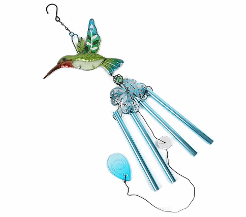 Hummingbird Metal Glass Painted Handicrafts Bells Wind Chime Decorations Home and Courtyard Wind Chime Decorations